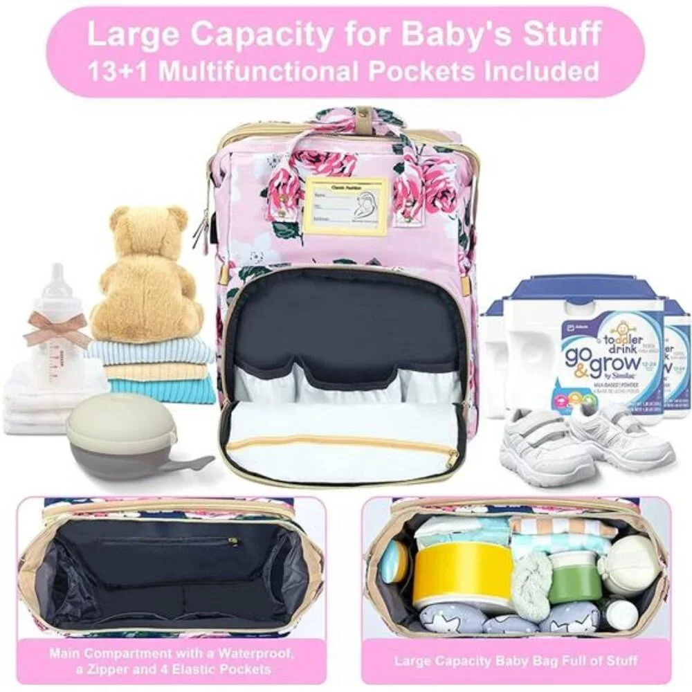 Diaper Bag Backpack with Changing Station Large Baby Toddler Organizer Stroller